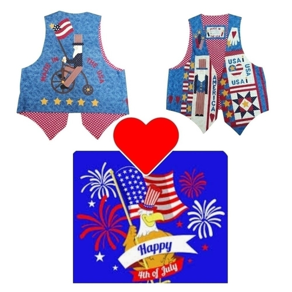 Vintage Americana Usa handmade Patriotic Hippie Boho Vest - Picture 2 of 10